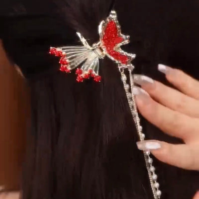 Red Butterfly Tassel Hairpin Ainuua
