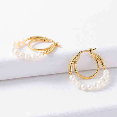 Women's Natural Pearl Ring Earrings Ainnua