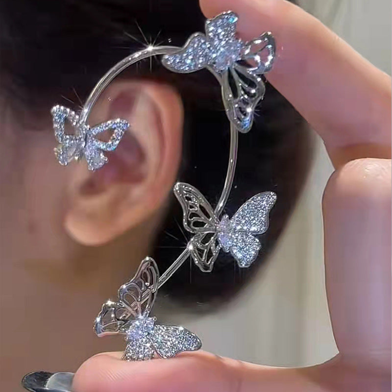 Hollowed-out Diamond Butterfly Earrings Ainuua