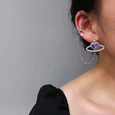 Slightly Set Peach Heart Ring Integrated Earrings Ainuua
