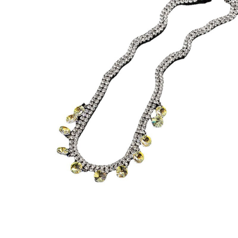 Trendy Iridescent Diamond Double Layer Necklace Ainuua