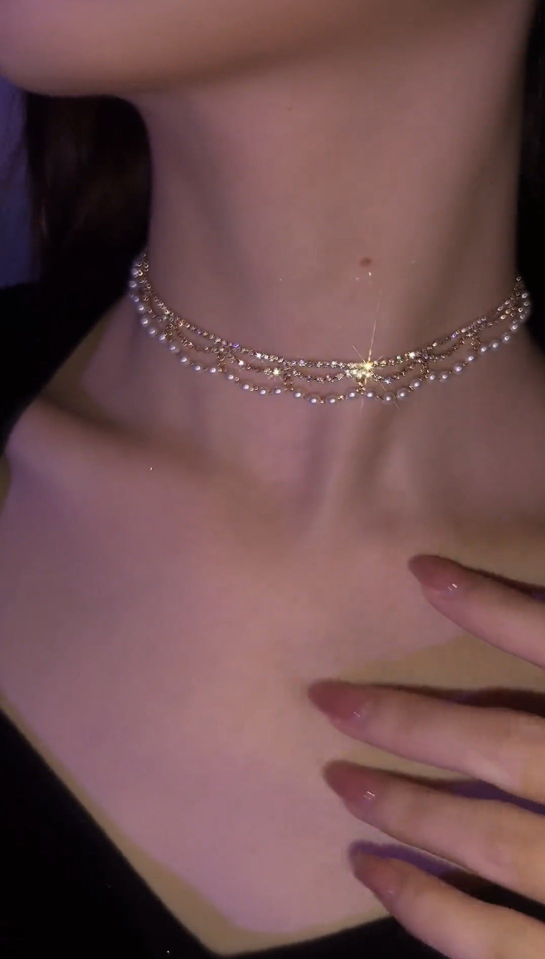 Pearl Collarbone Chain Necklace Ainnua