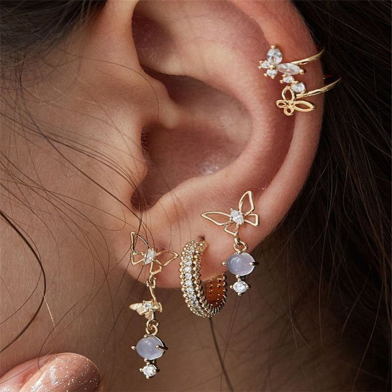 Diamond Butterfly Opal Earrings Ainuua