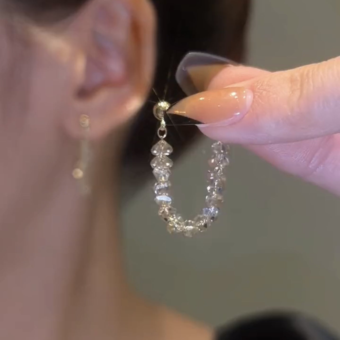 Champagne Crystal Beads Earrings Ainnua