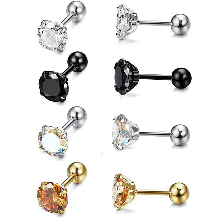 Stainless Steel Four Claw Stud Earrings Ainuua