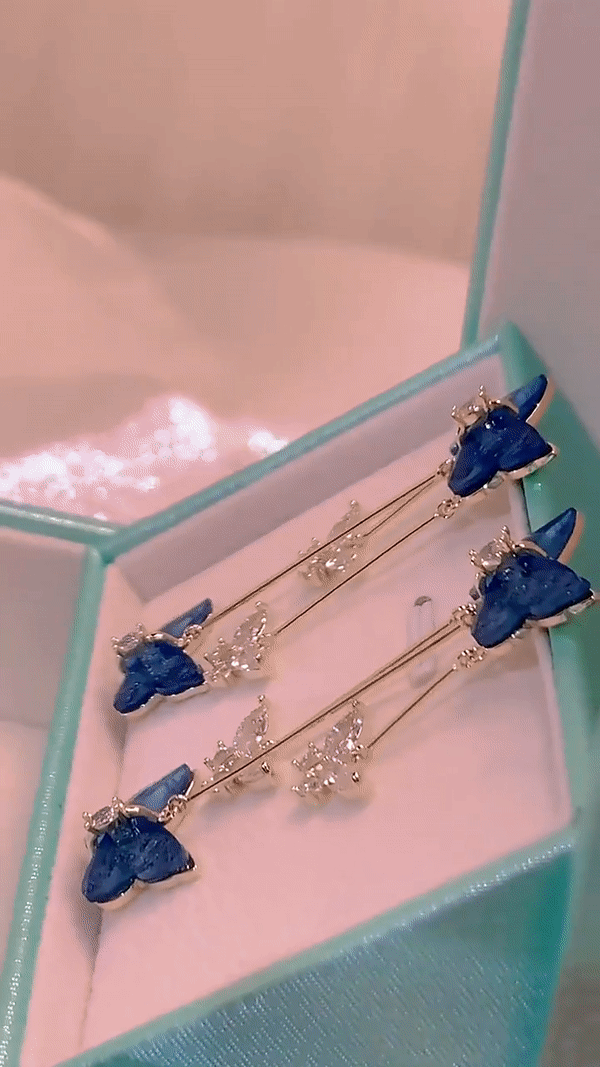 Crystal Butterfly Tassel Earrings Ainuua