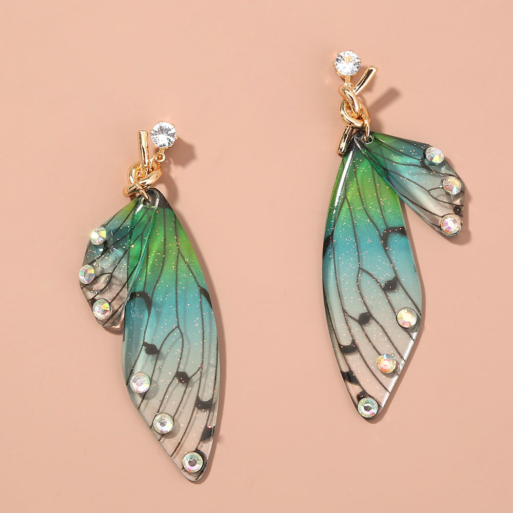 Ladies Fashion Gradient Butterfly Wings Earrings Ainuua