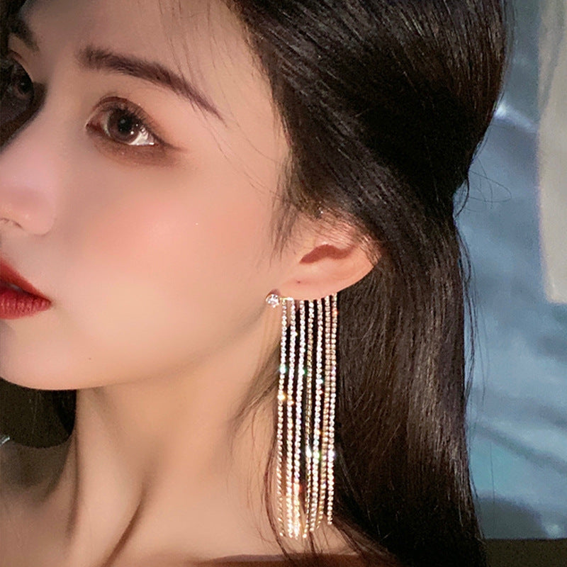 Long Crystal Tassel Earrings Ainuua