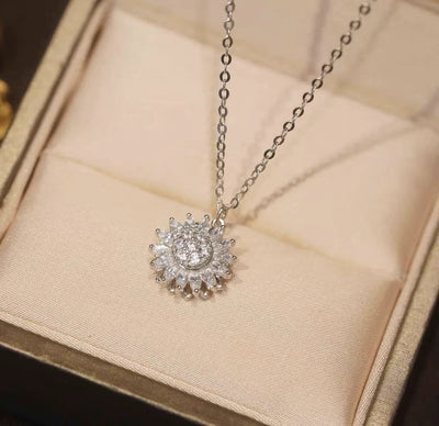 Rotatable Sunflower Necklace Full Of Diamonds Ainnua