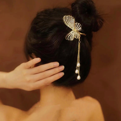Diamond Butterfly Tassel Hair Clip Ainuua