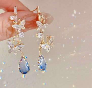 Sapphire Crystal Blue Earrrings Ainnua