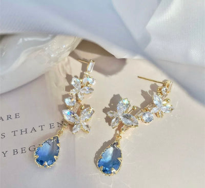 Sapphire Crystal Blue Earrrings Ainnua